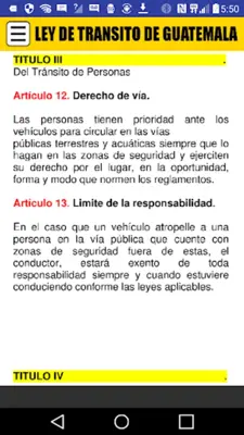 Ley de Tránsito Guatemala Actualizada android App screenshot 1